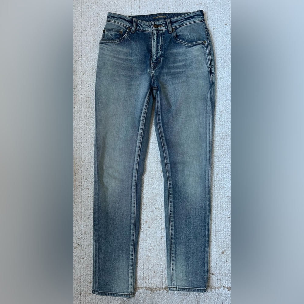Saint Laurent Washed Blue Skinny Jeans 28